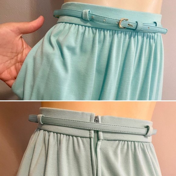 Vintage Blouse & Skirt set by Butte Knit of in Light Blue Size S 3 pieces 1970s. - Picture 8 of 10